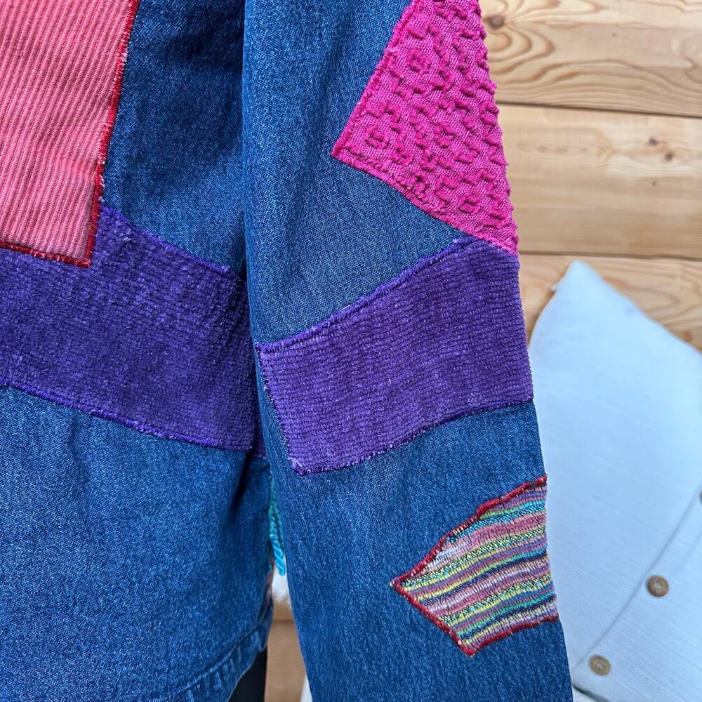 Legacy‎ Denim Patchwork Embroidered Jacket Boho F… - image 10